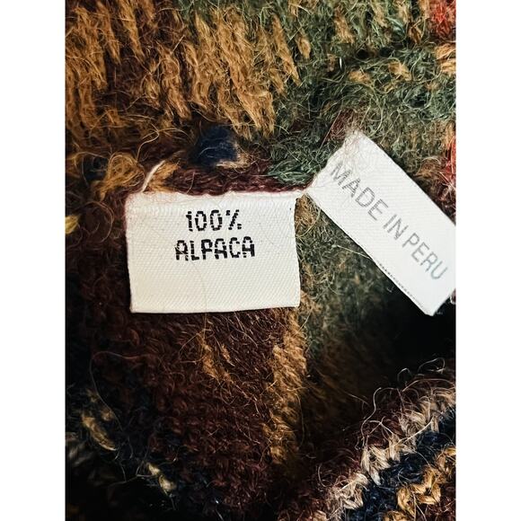 Top Knit Hand Knitted 100% Alpaca Made in Peru Size L Abstract Geometric Print - Picture 11 of 12